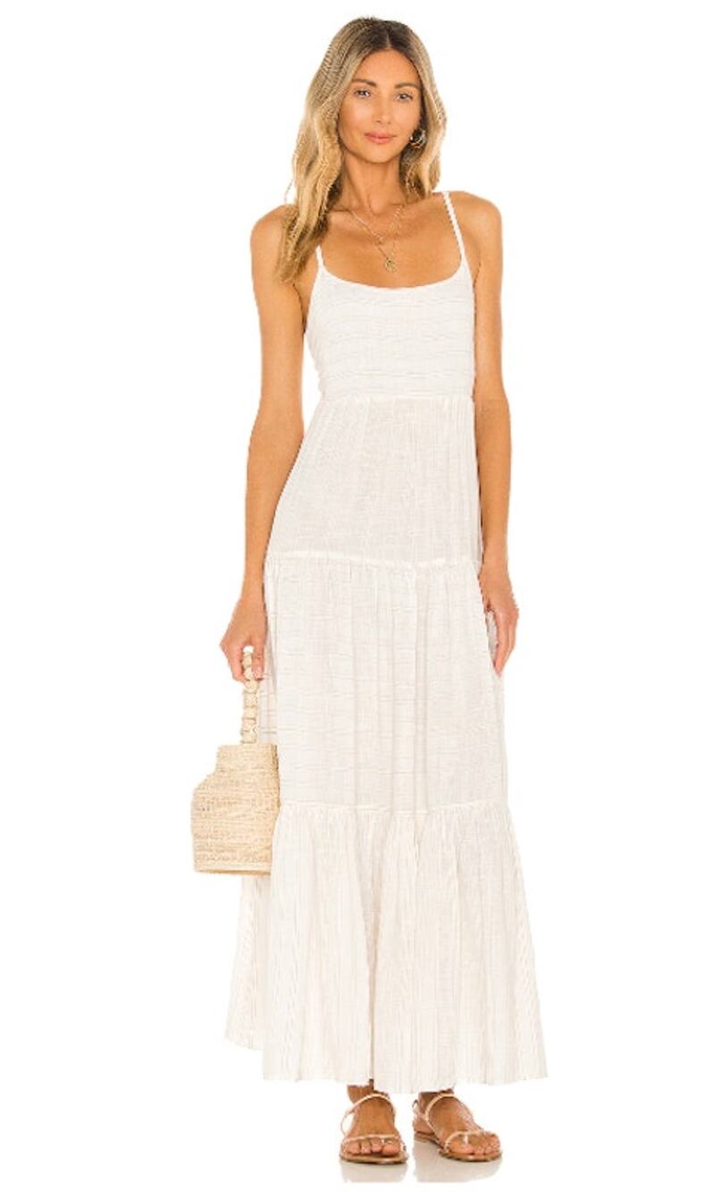 L*SPACE Women's Santorini Summer Maxi Dress Medium Cream Medium Tank NWT
